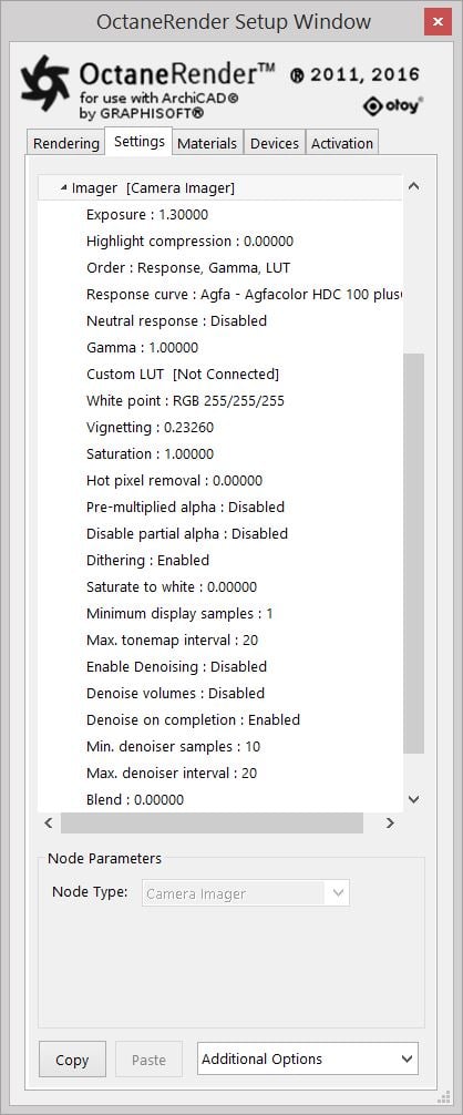Camera Imager Settings