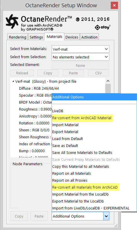 The Materials Tab